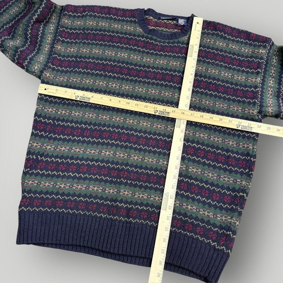 Vintage Britches Great Outdoors Sweater Mens XL Blue Fair Isle Knit Pullover 90s - Picture 6 of 6